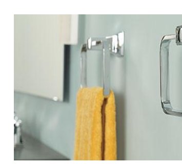 Chrome towel ring and washroom accessories